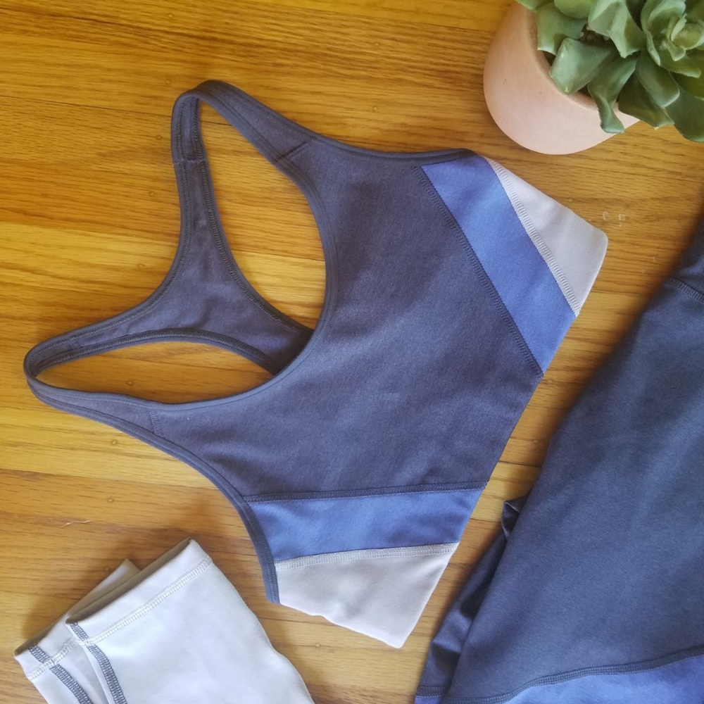 Purple Color Block Go-Dry High Rise Leggings - Picture 2 of 2